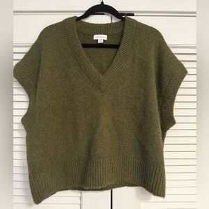 Topshop Olive Green V-Neck Sweater Vest